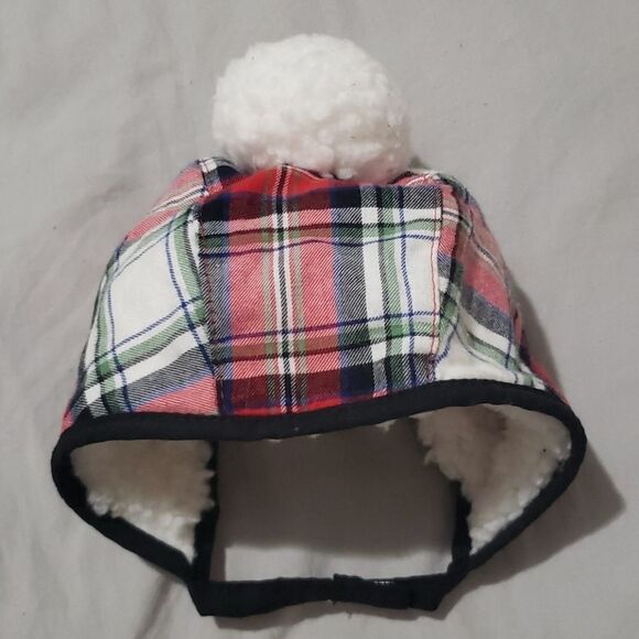 💙Plaid Infant Winter Pom-Pom Hat - Picture 1 of 6
